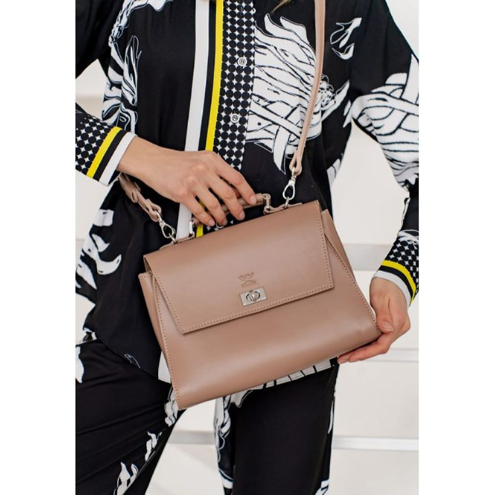 Жіноча шкіряна сумка Classic карамель краст