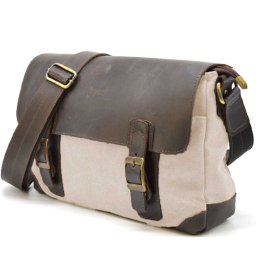 Чоловіча сумка через плече шкіра та канвас парусина RGj-6002-3md TARWA