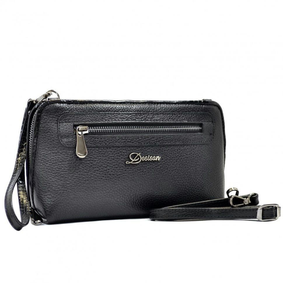 Сумка жіноча шкіряна Desisan 2012-011 чорний флотар