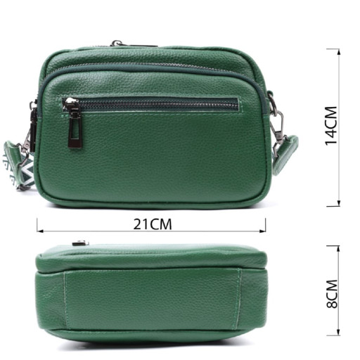 Яскрава сумка жіноча з накладною кишенею з натуральної шкіри Vintage 22639 Зелена