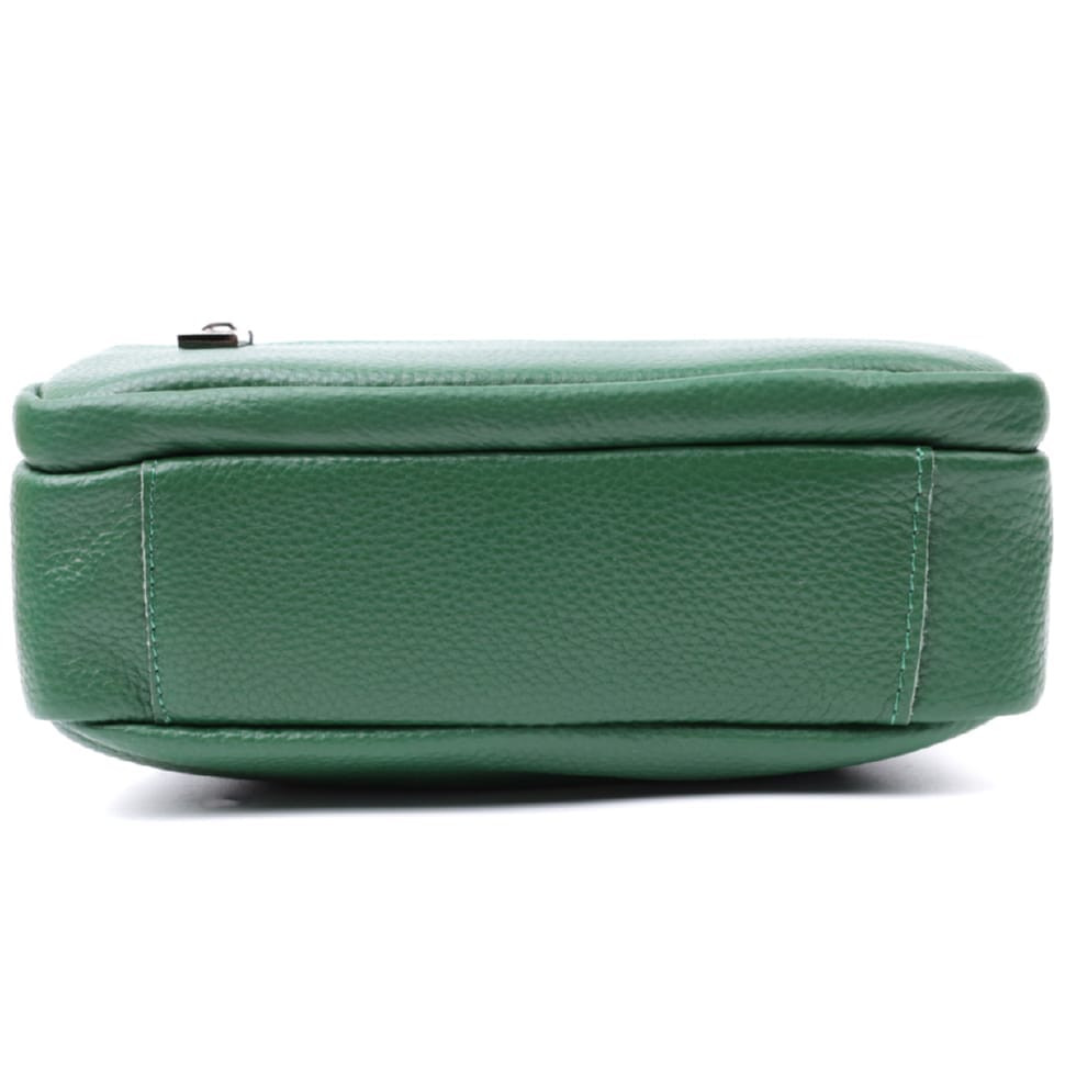 Яскрава сумка жіноча з накладною кишенею з натуральної шкіри Vintage 22639 Зелена