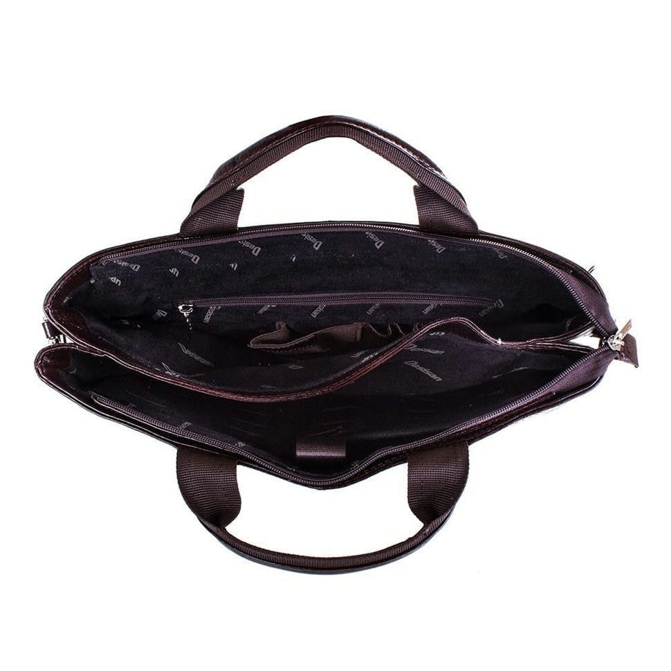 Шкіряний портфель Desisan 1312-019 коричневий флотар