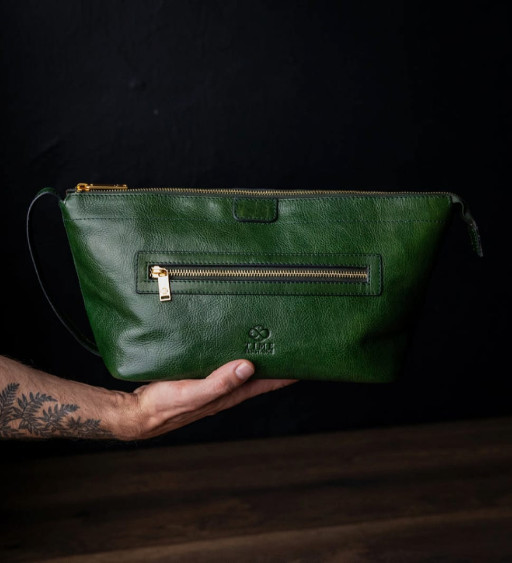 Жіноча шкіряна косметичка Dopp Kit - Ragtime - Зелений колір - Time Resistance 5244201W