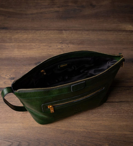 Жіноча шкіряна косметичка Dopp Kit - Ragtime - Зелений колір - Time Resistance 5244201W