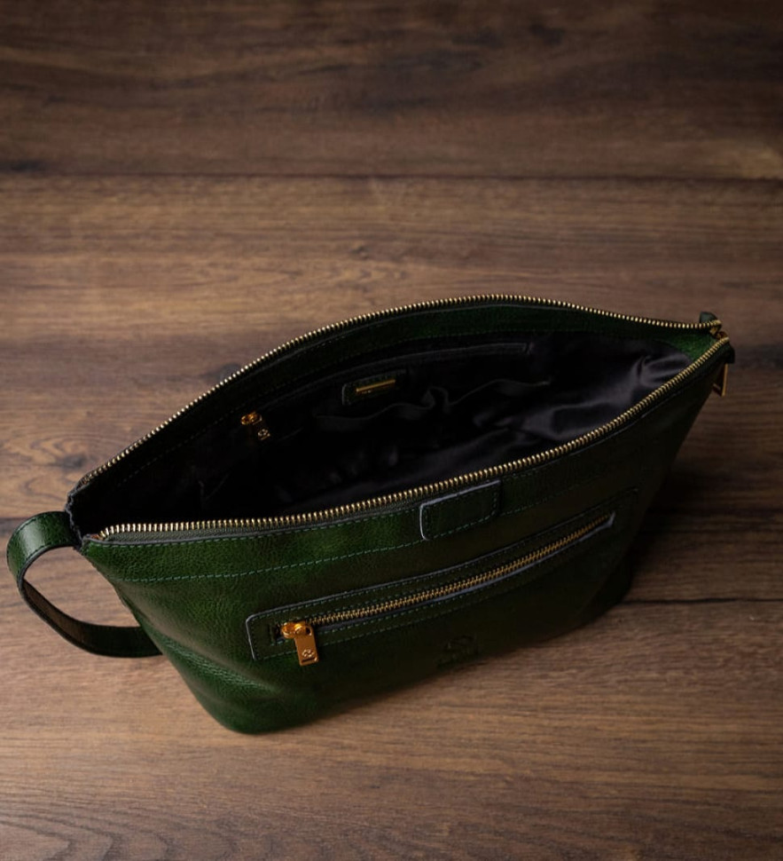 Жіноча шкіряна косметичка Dopp Kit - Ragtime - Зелений колір - Time Resistance 5244201W