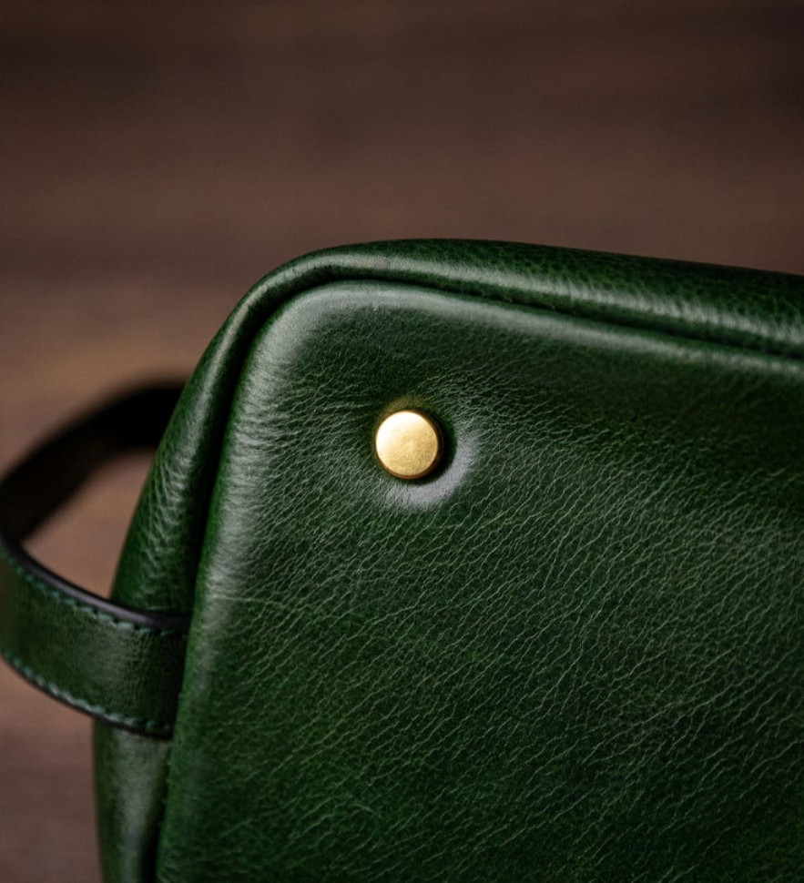 Жіноча шкіряна косметичка Dopp Kit - Ragtime - Зелений колір - Time Resistance 5244201W