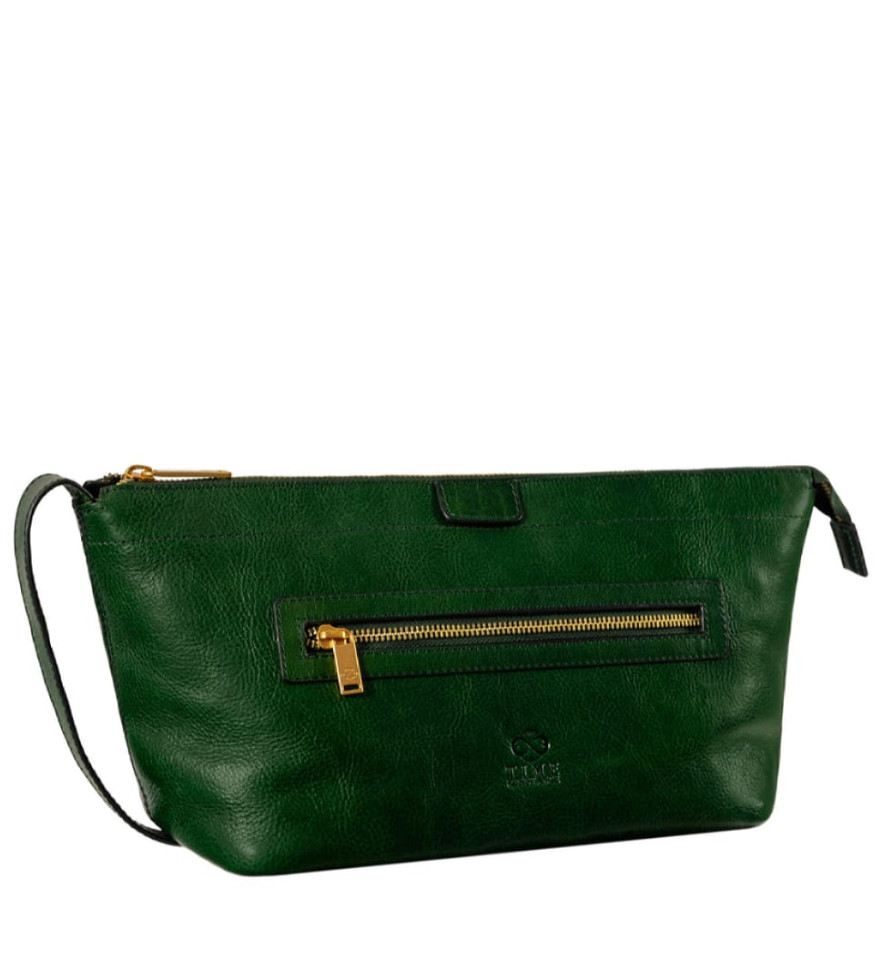Жіноча шкіряна косметичка Dopp Kit - Ragtime - Зелений колір - Time Resistance 5244201W