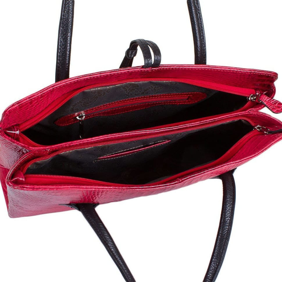 Сумка жіноча шкіряна Desisan 062-580 червоний кроко лак