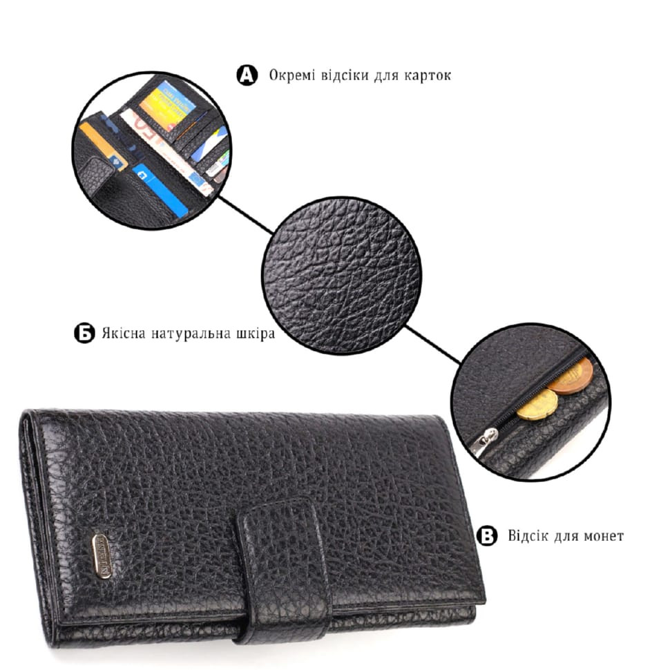 Цікаве вертикальне чоловіче портмоне з натуральної крупнозернистої шкіри CANPELLINI 21838 Чорне