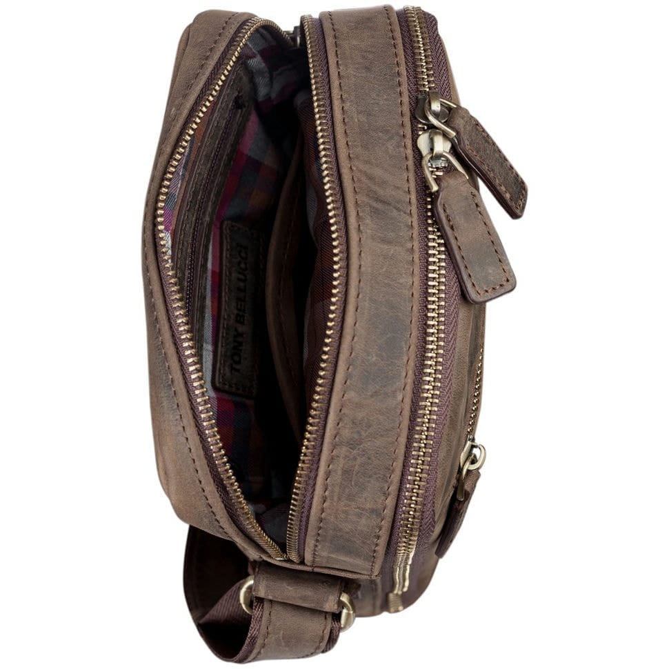 Барсетка м'яка шкіряна Tony Bellucci 5153-06 коричневий нубук