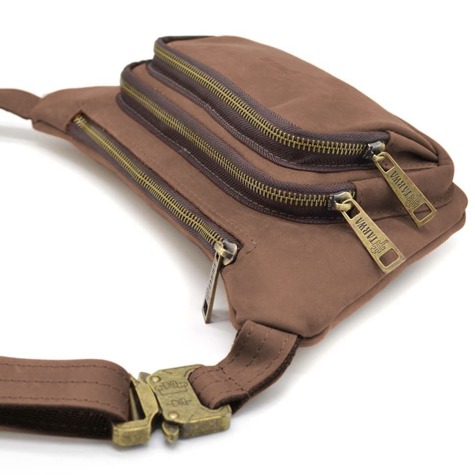 Leather belt banana from horse leather brown RC-8179-3md TARWA