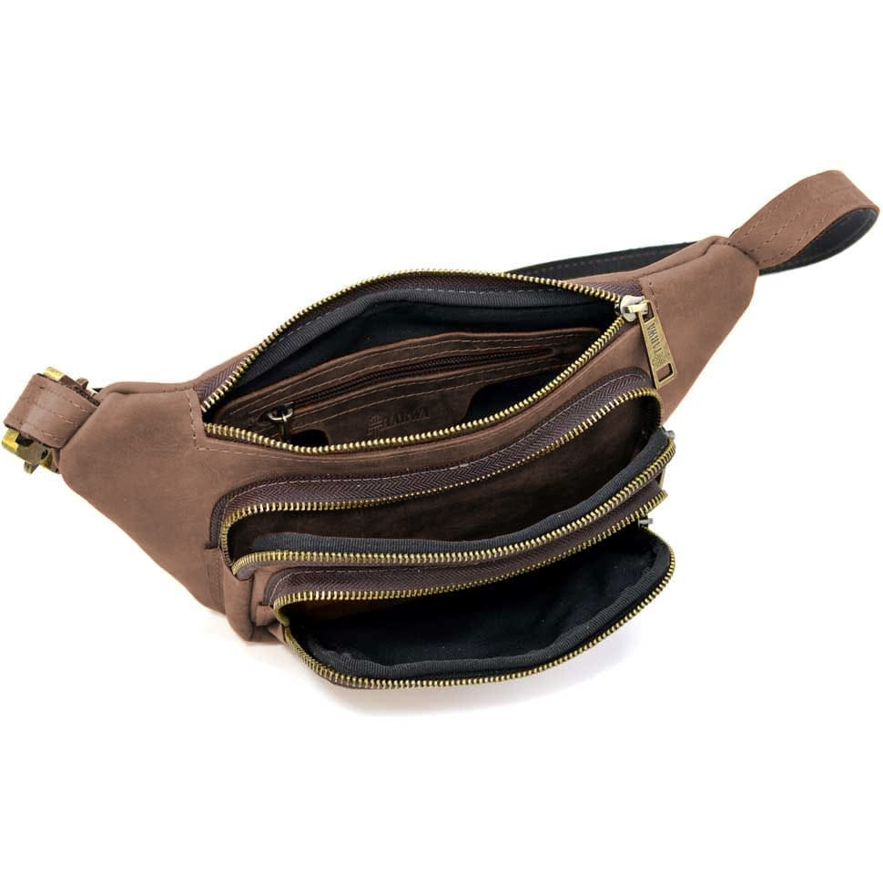 Leather belt banana from horse leather brown RC-8179-3md TARWA