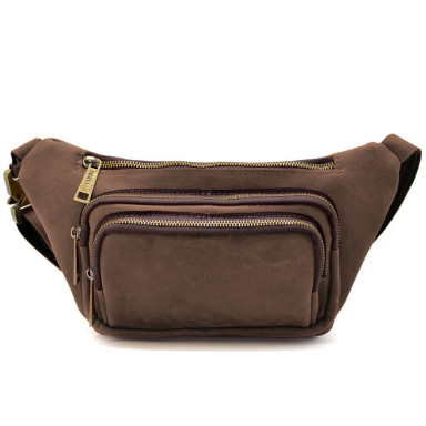 Leather belt banana from horse leather brown RC-8179-3md TARWA
