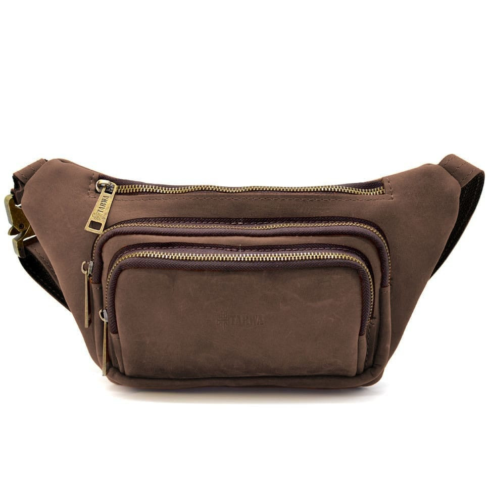 Leather belt banana from horse leather brown RC-8179-3md TARWA