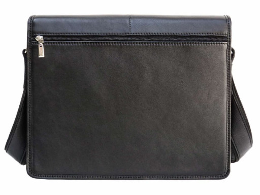 Чорна шкіряна сумка через плече формату А4 Newery N1921GA-1