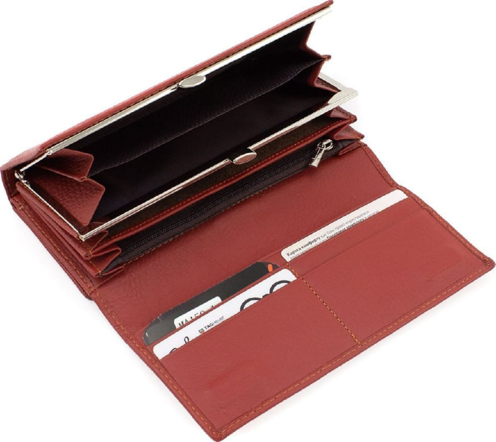 Women`s Leather Wallet Cognac Color Marco Coverna MA246 Brown