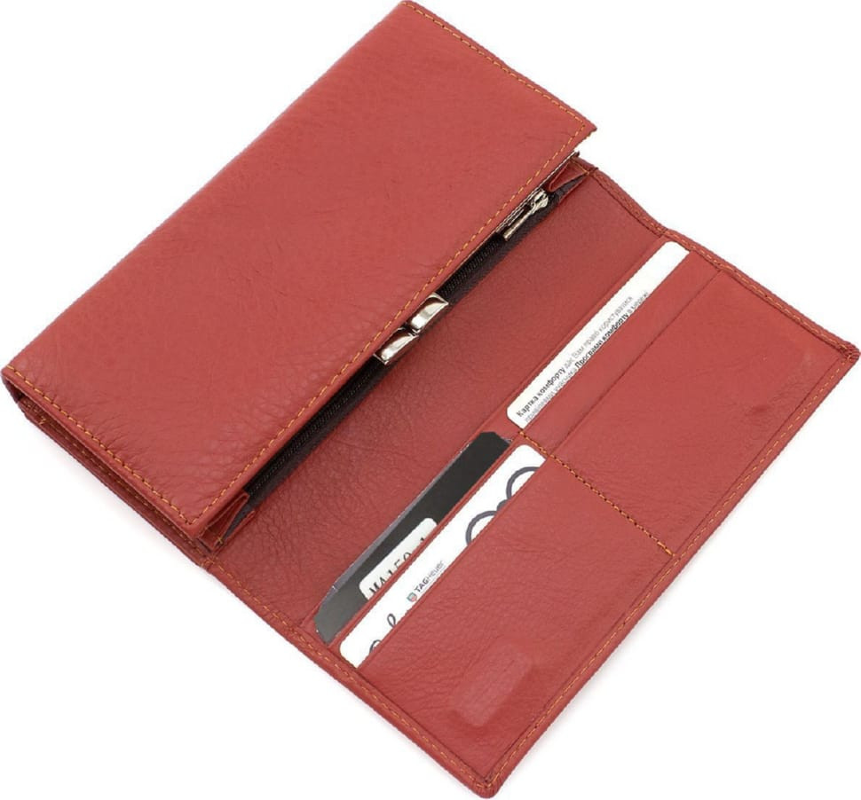 Women`s Leather Wallet Cognac Color Marco Coverna MA246 Brown