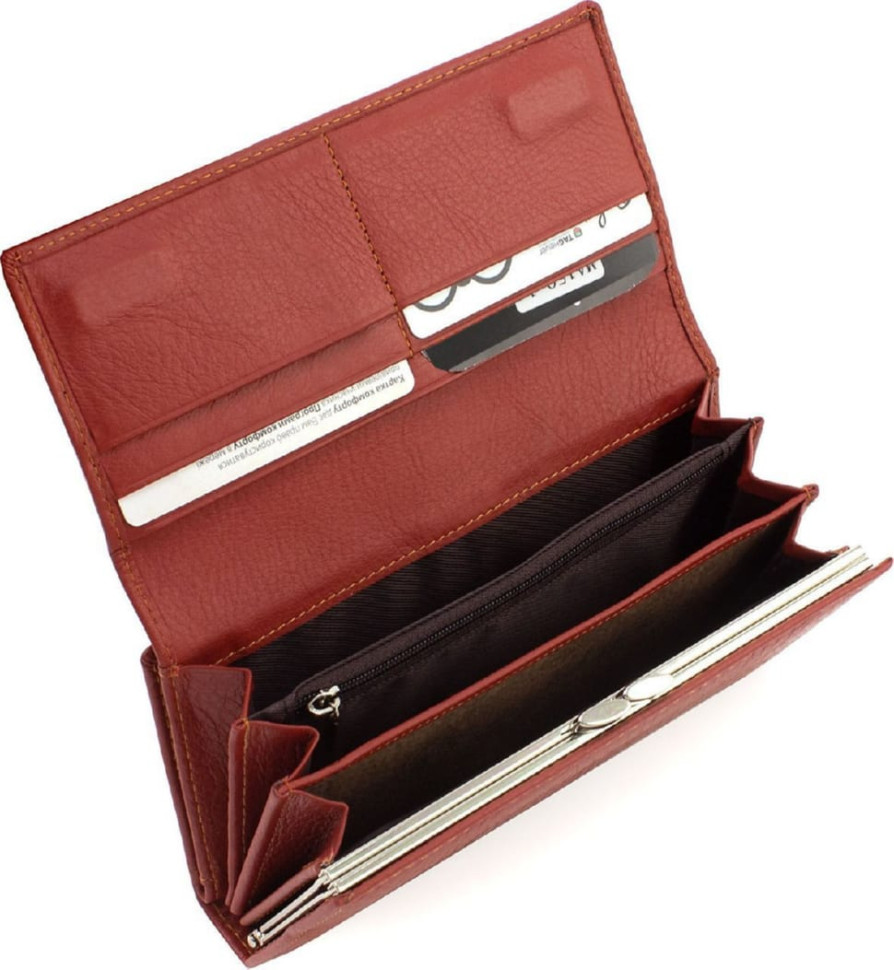 Women`s Leather Wallet Cognac Color Marco Coverna MA246 Brown