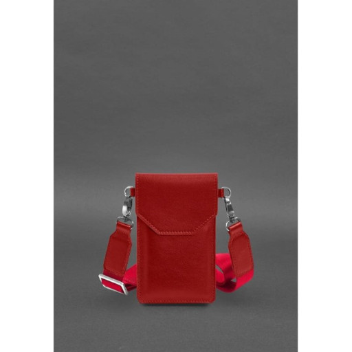 Шкіряна сумка-чохол для телефону червона