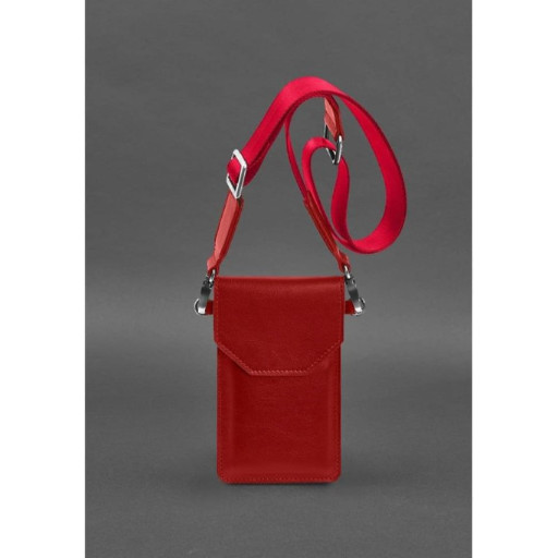 Шкіряна сумка-чохол для телефону червона