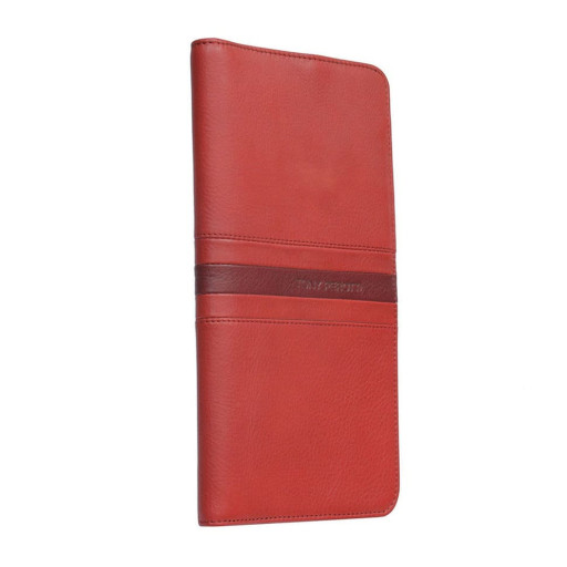 Leather travel wallet Stripes 2106 rosso red