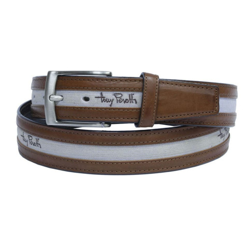 Ремінь шкіряний 310 cuoio/viola коньячний/бузковий TONY PEROTTI