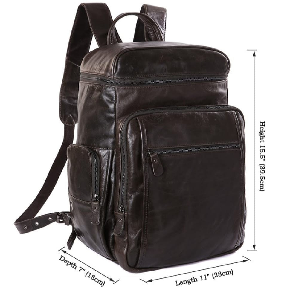 Великий шкіряний міської рюкзак, сірий John McDee 7202J