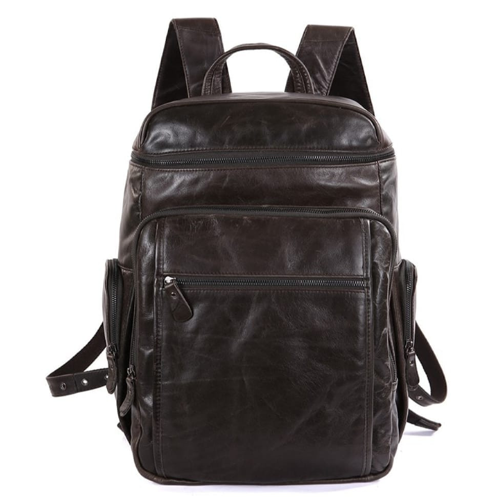 Великий шкіряний міської рюкзак, сірий John McDee 7202J