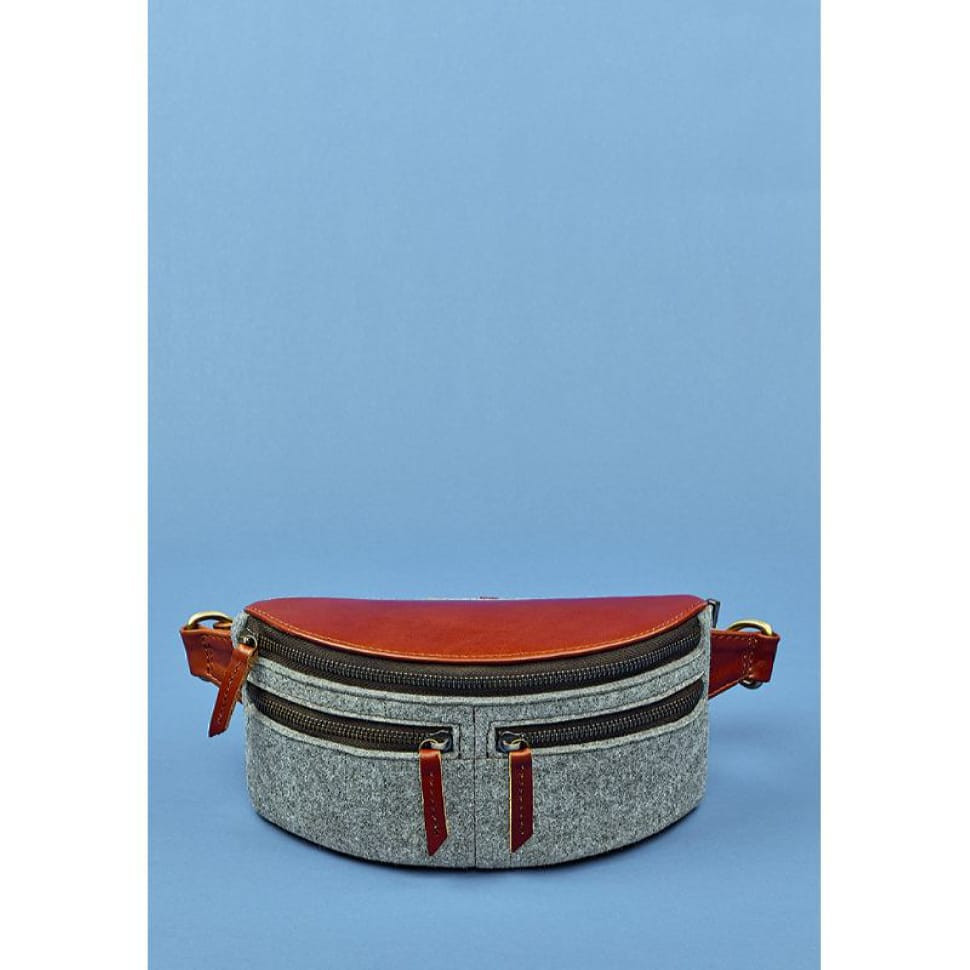 Spirit Women's Felt Belt Bag with Brown Leather Inserts