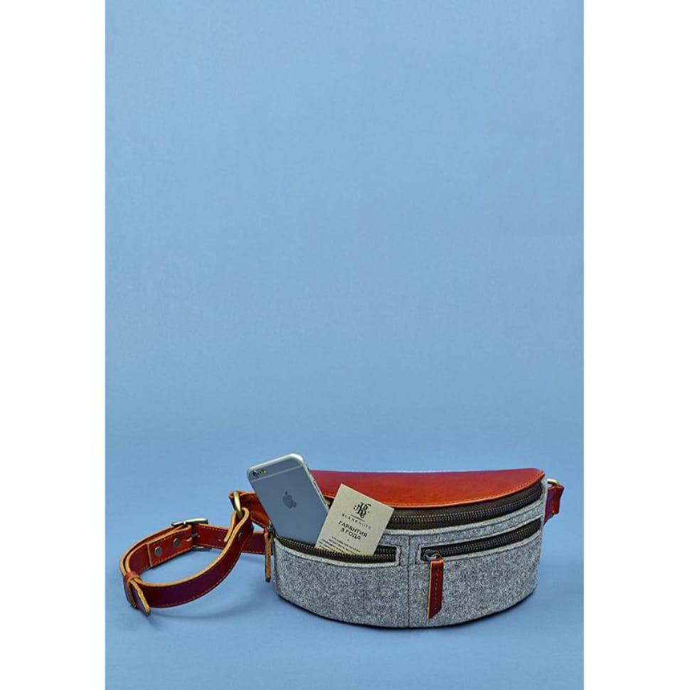 Spirit Women's Felt Belt Bag with Brown Leather Inserts