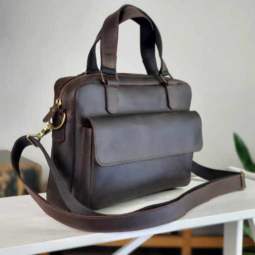 Чоловіча шкіряна сумка для документів BGS коричнева BGS3173