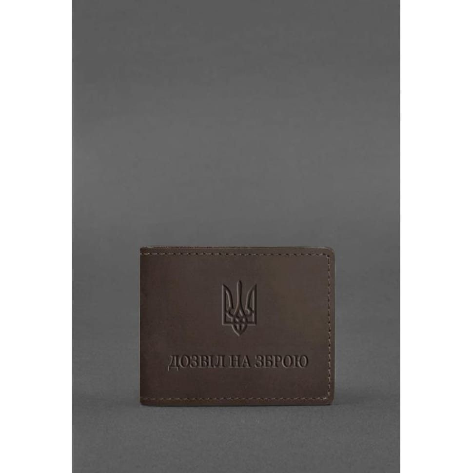 Шкіряна обкладинка для дозволу на зброю темно-коричнева Crazy Horse