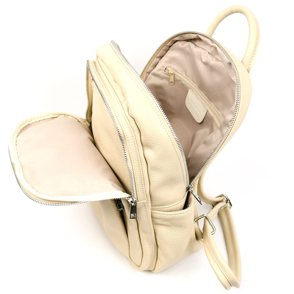Шкіряний жіночий рюкзак Virginia Conti Italy - 02443_beige бежевий