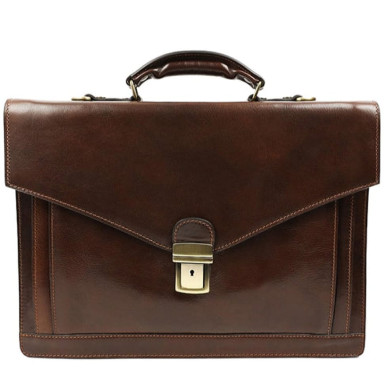 Large Leather Briefcase - The Magus - Brown 5192701 Time Resistance