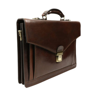 Large Leather Briefcase - The Magus - Brown 5192701 Time Resistance
