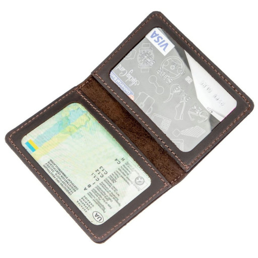 Обкладинка для посвідчення Shvigel 13962 Коричнева шкіряна