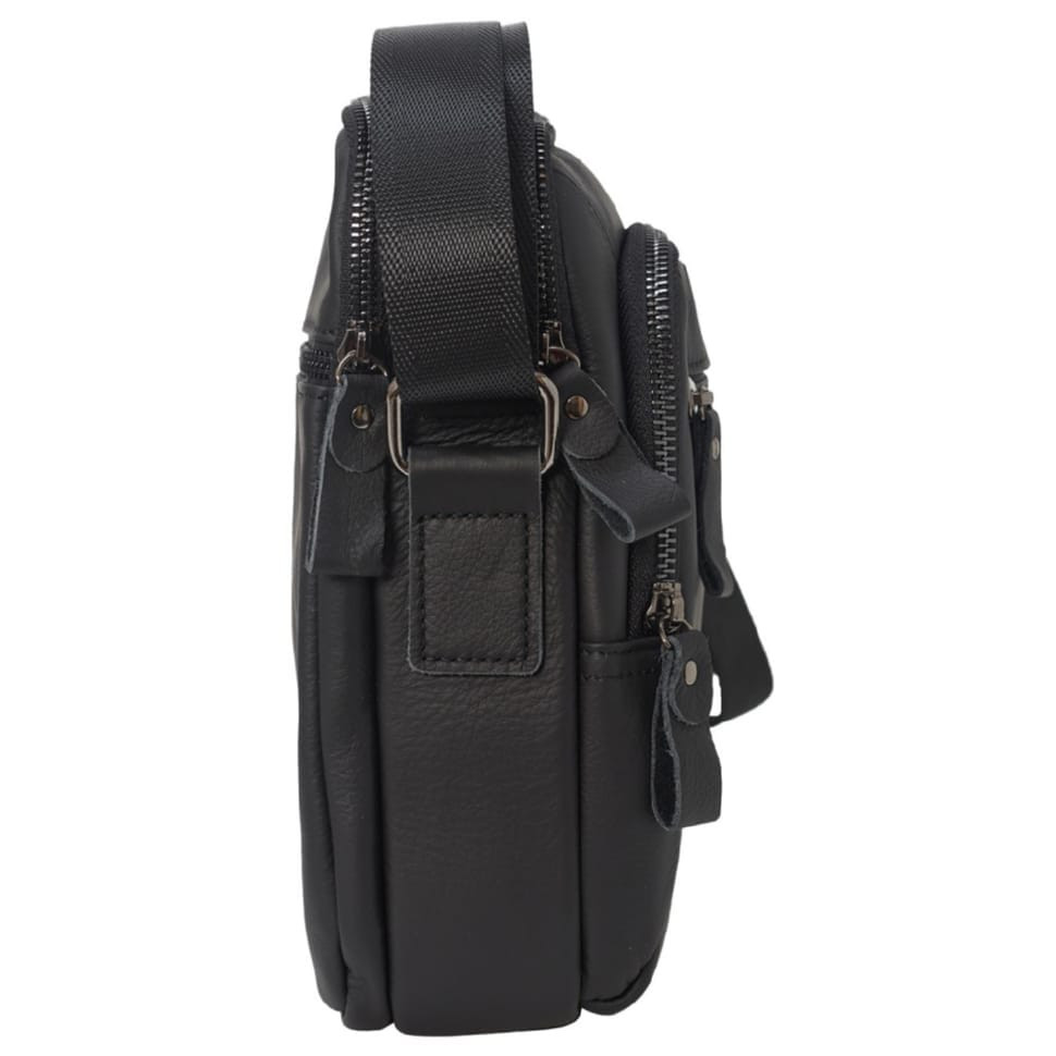 Чоловіча шкіряна сумка через плече BUFFALO BAGS M6000A чорна