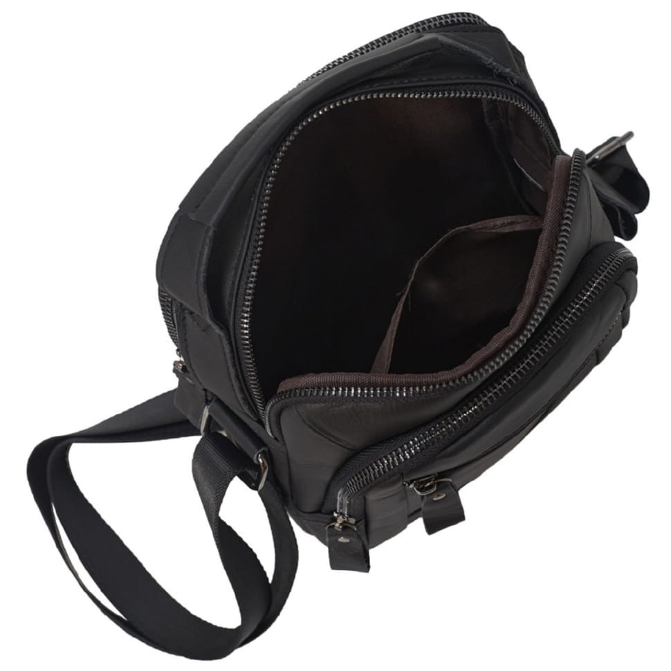 Чоловіча шкіряна сумка через плече BUFFALO BAGS M6000A чорна