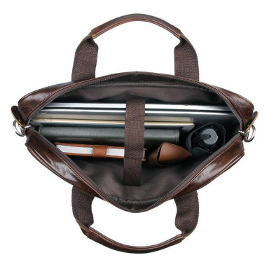 Practical bag briefcase for men leather brand John McDee 7334Q