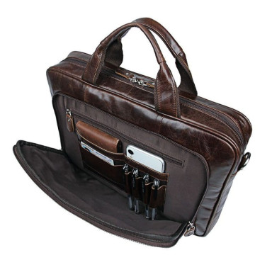 Practical bag briefcase for men leather brand John McDee 7334Q