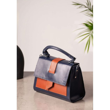 Ester women's leather bag blue-brown