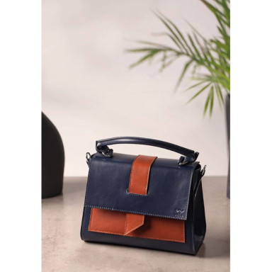 Ester women's leather bag blue-brown