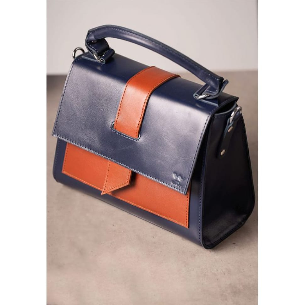 Жіноча шкіряна сумка Ester синьо-коричнева