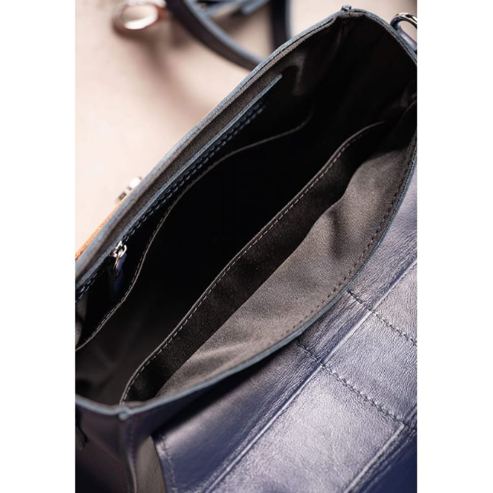 Жіноча шкіряна сумка Ester синьо-коричнева