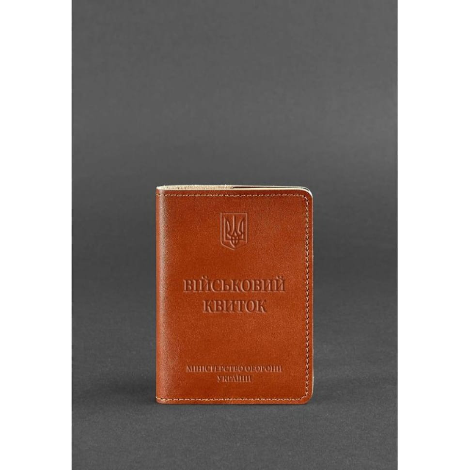 Шкіряна обкладинка для військового квитка 7.0 світло-коричнева