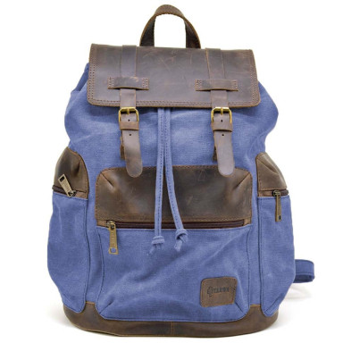 Urban laptop backpack canvas and leather TARWA RKc-0010-4lx