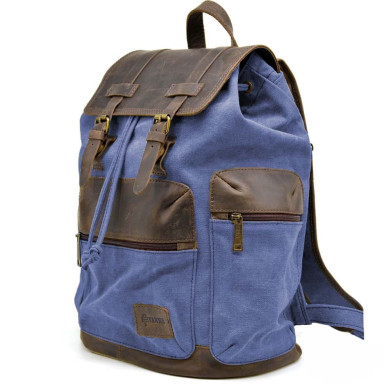 Urban laptop backpack canvas and leather TARWA RKc-0010-4lx