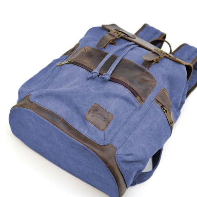 Urban laptop backpack canvas and leather TARWA RKc-0010-4lx