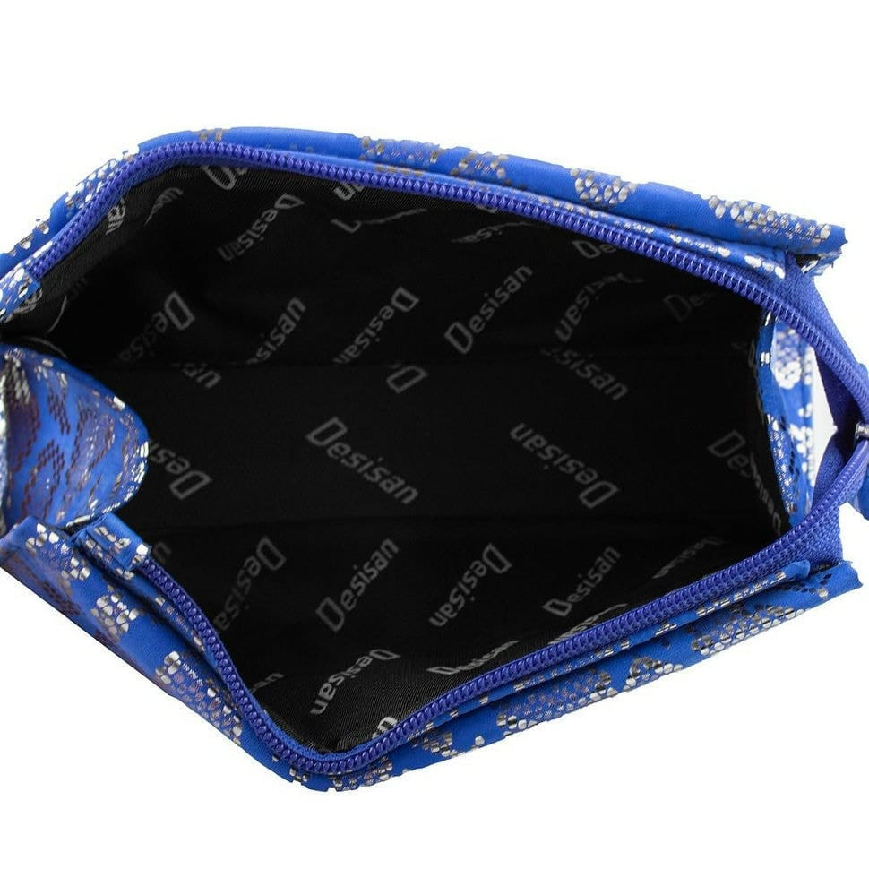 Косметичка шкіряна Desisan 2-201 синій візерунок