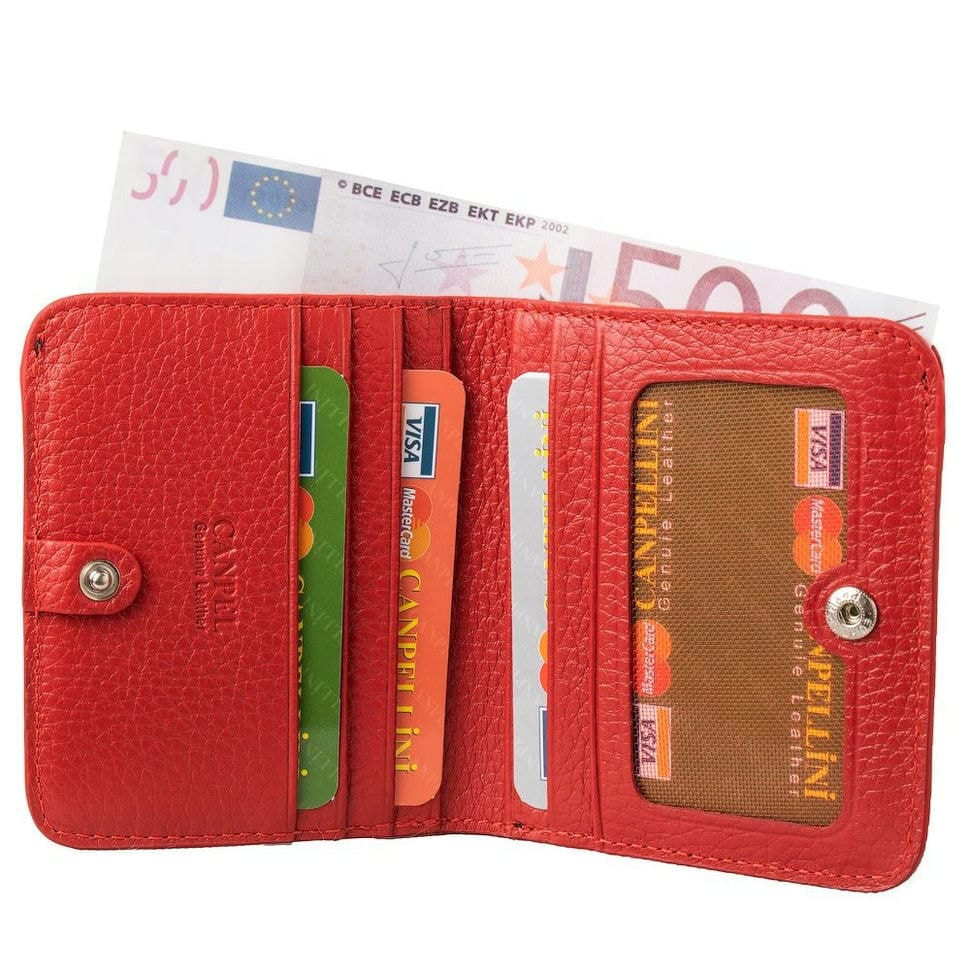 Гаманець жіночий шкіряний CANPEL 718-7 DM чорно-червоний флотар